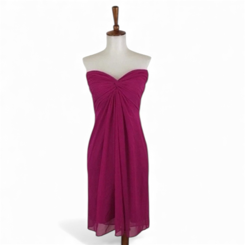 Vintage 90s Tadashi Shoji Dress Women’s M Pink Strapless Sweetheart‎ Sheath Mini